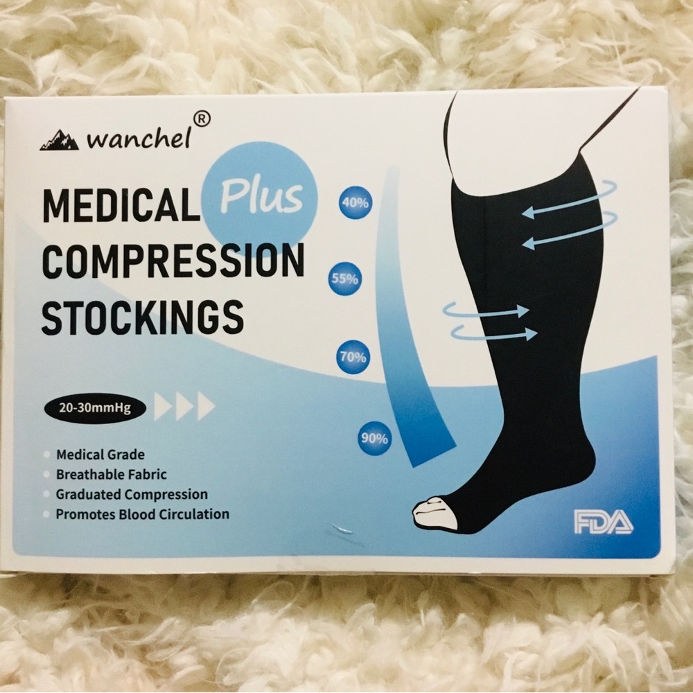 2 pairs of Black Medical Compression Stockings NIB